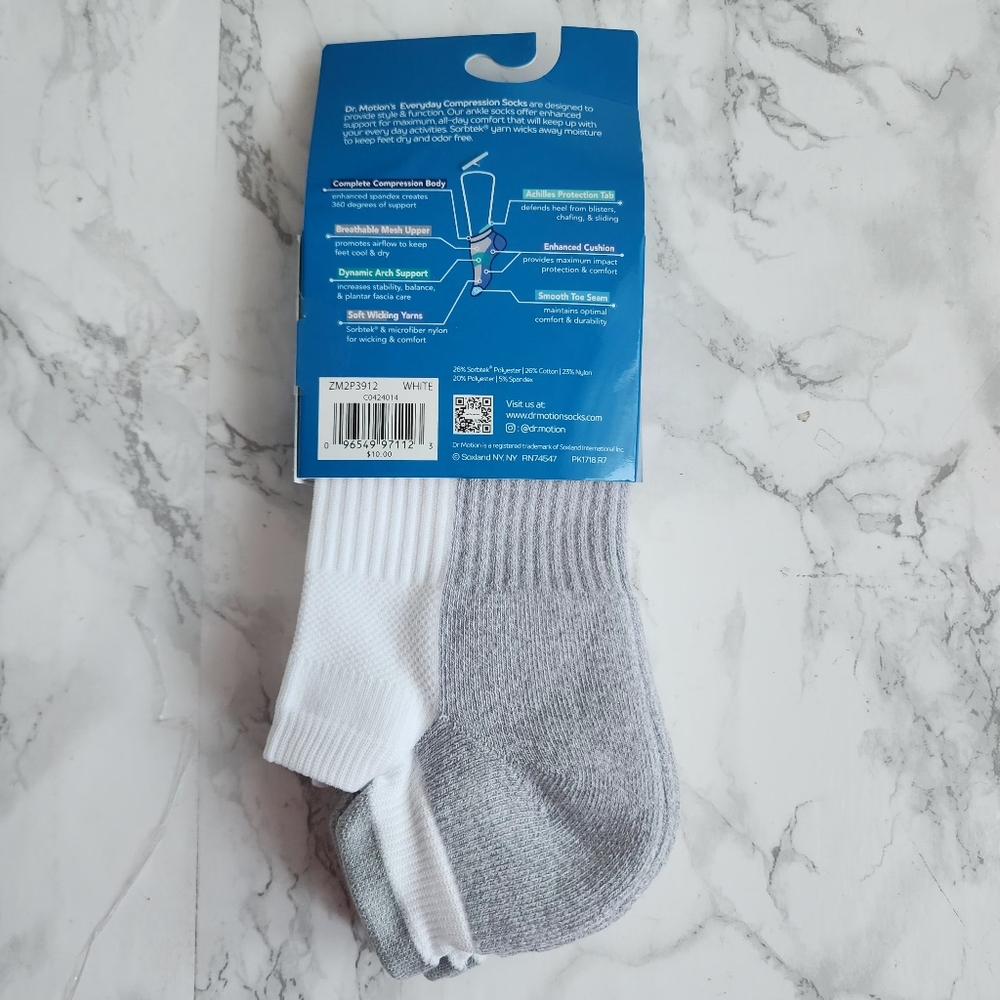 Dr. Motion Ankle Socks 6 Pairs Compression Socks Size Socks 10-13 Shoe 7-12 - Picture 9 of 11